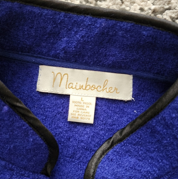 Vintage Mainbocher 100% Wool Jacket Blue Black Womens L NWT Preppy Academia Goth - Picture 4 of 9